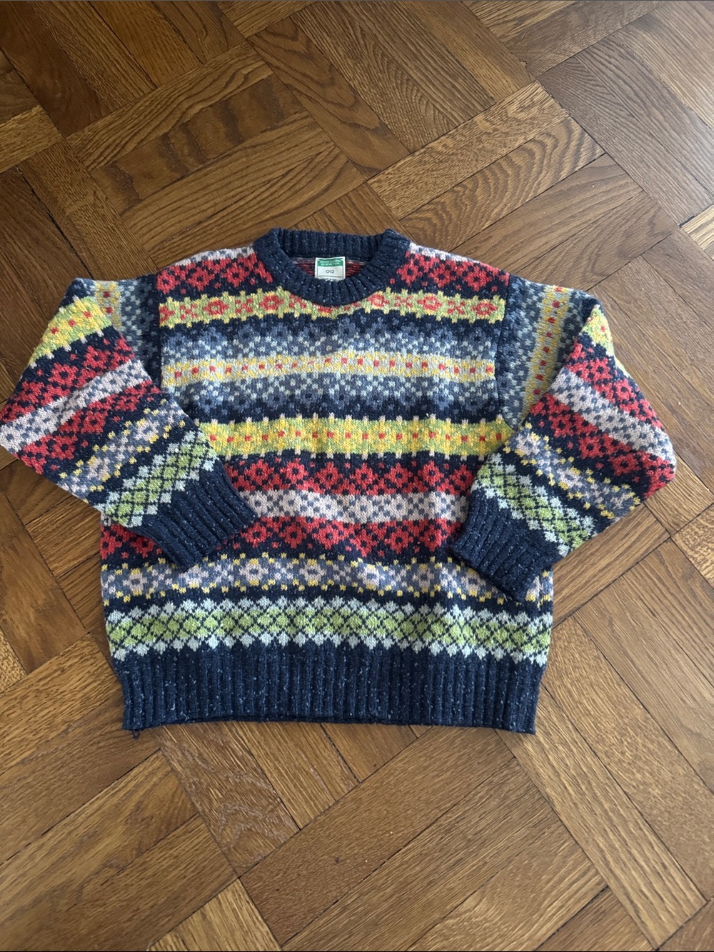 United Colors of Benetton Vintage Multi-Color Fair Isle Wool Sweater